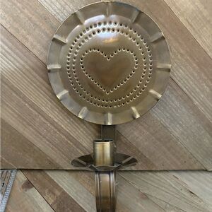 Vintage Brass Heart Candle Stick Holder